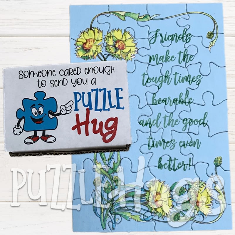 Friends Through Tough Times Unique Greeting Card Puzzle Puzzle Hugs